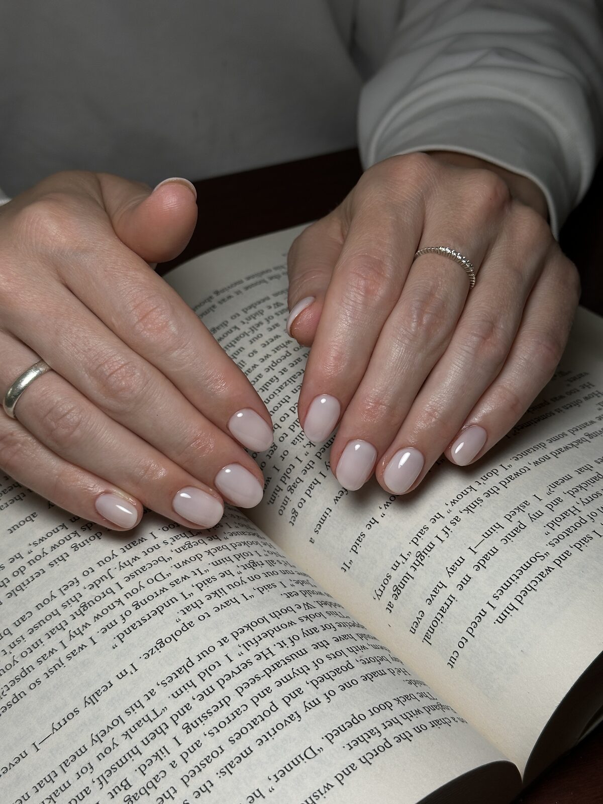 Short milky-nude russian manicure